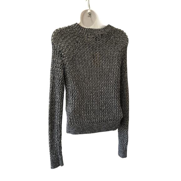 Lucky Brand Sweater Women XS New w/Tag Blk Wht Silver Knit Pullover - Picture 3 of 4